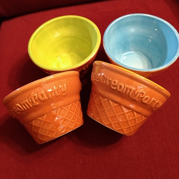 Home Essential Ice Cream Party Cone Shaped Dish Bowls Multicolor Lined 12oz - Picture 5 of 9